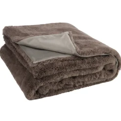 Plaid en polyester taupe 180x130 cm