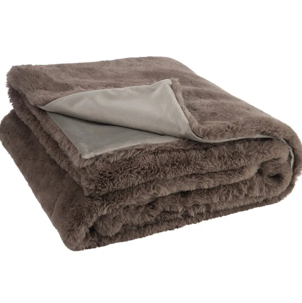 Plaid en polyester taupe 180x130 cm