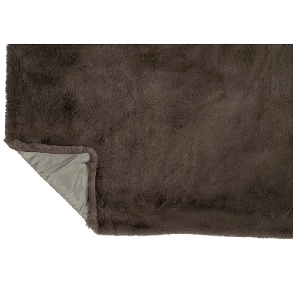 Plaid en polyester taupe 180x130 cm