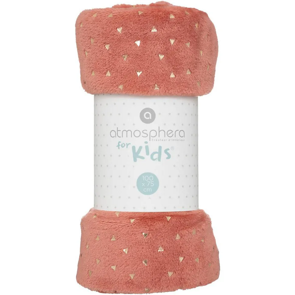 Plaid enfant Berlingot - flanelle - rose terracotta - 75x100 cm - Atmosphera