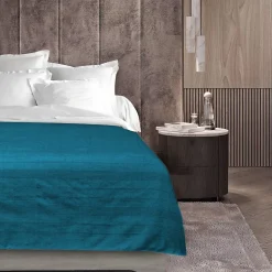 Plaid enroulable 180 x 220 cm Polycoton Lucile Bleu