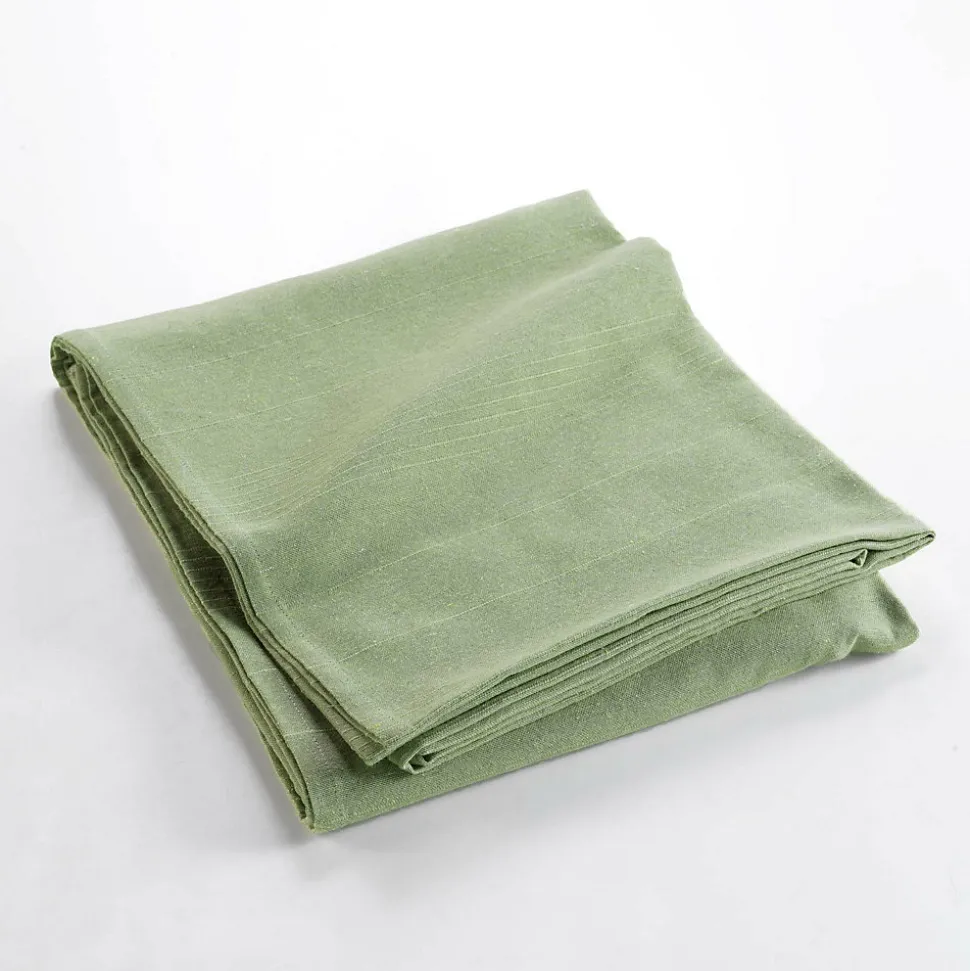 Plaid enroulable 220x240 cm Polycoton Lucile Sauge avec fermeture boutons