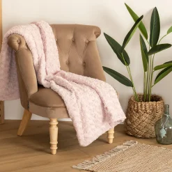 Plaid fausse fourrure bouclée - rose 120x160 cm - Atmosphera
