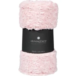 Plaid fausse fourrure bouclée - rose 120x160 cm - Atmosphera