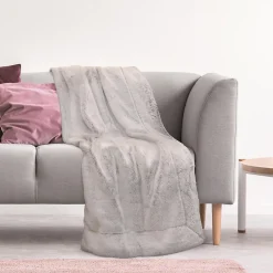 Plaid fausse fourrure collection CARLA 140x200 cm coloris gris