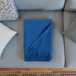 Plaid Firoza coton bleu L.160 x l.120 cm