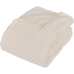 Plaid flanelle côtelé Arum ivoire 240x220cm - Atmosphera