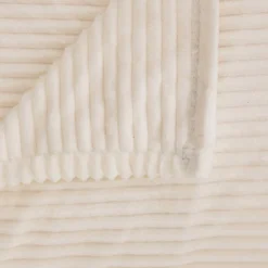 Plaid flanelle côtelé Arum ivoire 240x220cm - Atmosphera