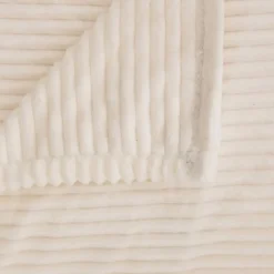 Plaid flanelle côtelé Arum ivoire 240x220cm - Atmosphera