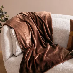 Plaid flanelle Cuddly marron 180x230cm - Atmosphera