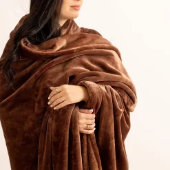 Plaid flanelle Cuddly marron 130x180cm - Atmosphera