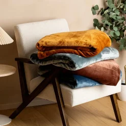 Plaid flanelle Cuddly marron 130x180cm - Atmosphera