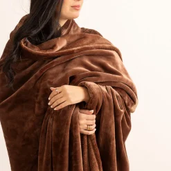Plaid flanelle Cuddly marron 130x180cm - Atmosphera