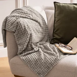 Plaid flanelle 3D Viggo 125x150cm- Gris- Atmosphera