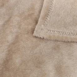 Plaid flanelle Ollis beige lin 260x240cm - Atmosphera