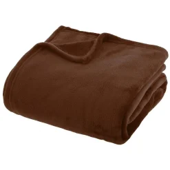 Plaid flanelle Ollis marron tonka 230x180cm - Atmosphera