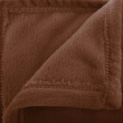 Plaid flanelle Ollis marron tonka 230x180cm - Atmosphera