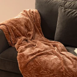 Plaid flanelle Roy terracotta 180x230cm - Atmosphera