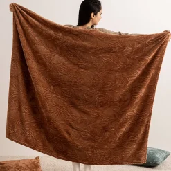Plaid flanelle Roy terracotta 180x230cm - Atmosphera