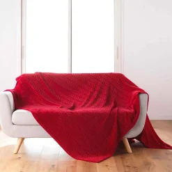 Plaid Flanelle Uni "Arya" 180x220cm Carmin