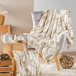 Plaid Imitation Fourrure et Sherpa 100% Polyester CHEYENNE Certifié OekoTEX 125 x 150 cm