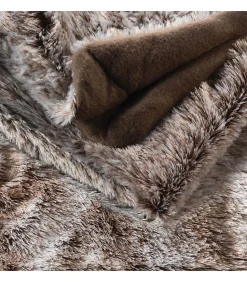PLAID IMITATION FOURRURE ANTARTIC CHOCO - 180x220cm - Chocolat