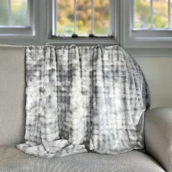 Plaid imitation fourrure gris moiré L.150 x l.130 cm