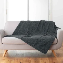 Plaid Imitation Fourrure "Icerberg" 180x220cm Anthracite