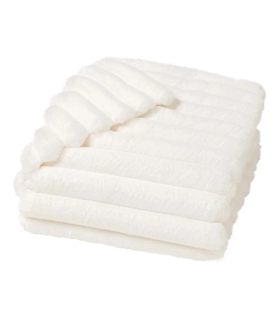 Plaid Imitation Fourrure Ultra Doux 100% Polyester BOUDOIR Certifié OekoTEX Blanc Naturel