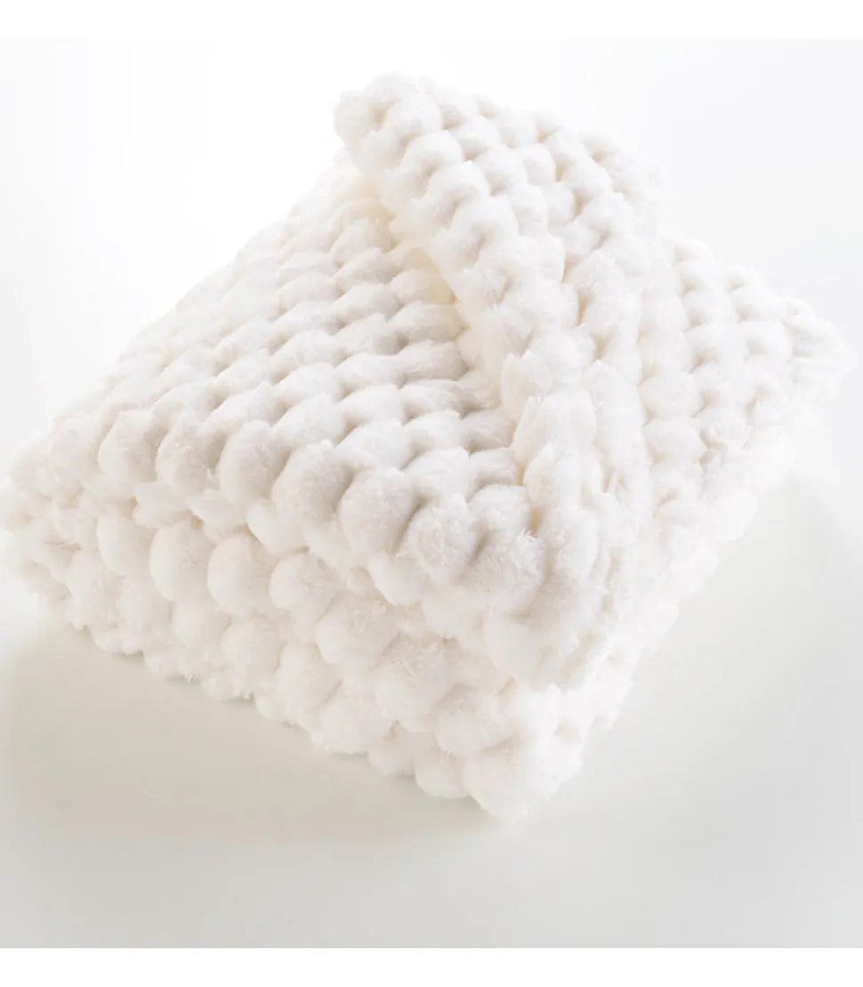Plaid imitation fourrure frosty 180x220cm - 180x220cm - Blanc