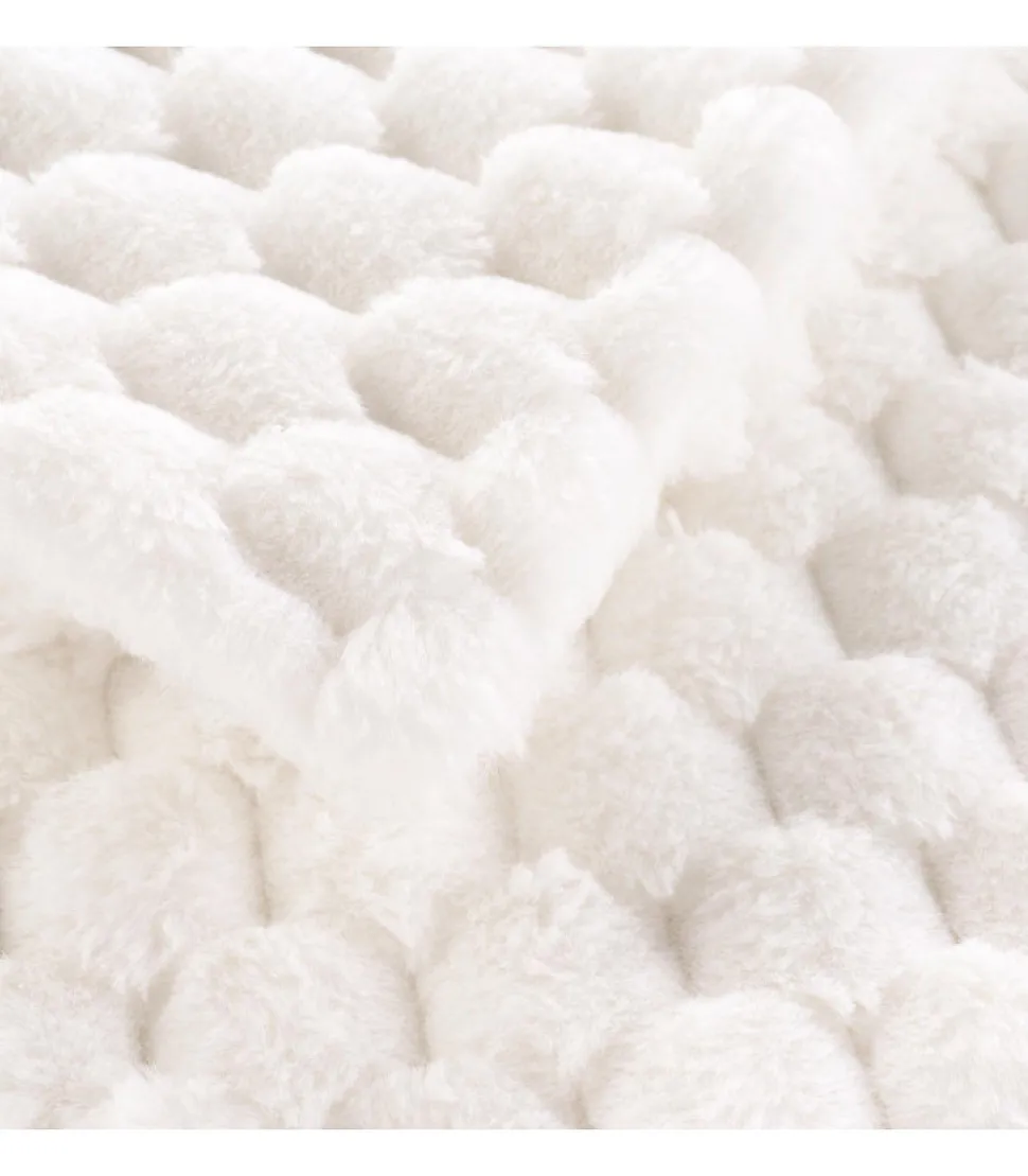Plaid imitation fourrure frosty 180x220cm - 180x220cm - Blanc