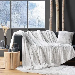 PLAID IMITATION FOURRURE ALASKA BLANC - 180x220cm - Blanc