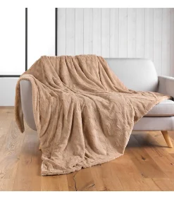 PLAID IMITATION FOURRURE FOXY SABLE - 180x220cm - Sable