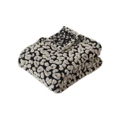 Plaid jacquard à motif léopard (130x170 cm - Noir)