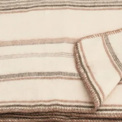 Plaid laine et mohair à rayure (180x240 cm - Beige)