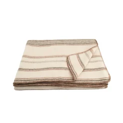 Plaid laine et mohair à rayure (120x180 cm - Beige)