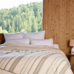Plaid laine et mohair à rayure (120x180 cm - Beige)