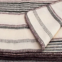 Plaid laine et mohair à rayure (120x180 cm - Vert sapin)