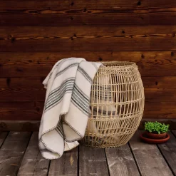 Plaid laine et mohair à rayure (120x180 cm - Vert sapin)