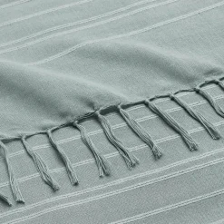 Plaid LILIA 240 x 220 cm 100 % coton Plaid à franges Sauge
