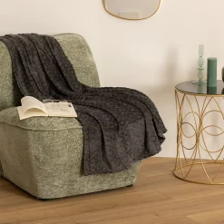 Plaid Losange - flanelle - gris foncé - 125x150 cm - Atmosphera