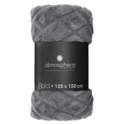 Plaid Losange - flanelle - gris foncé - 125x150 cm - Atmosphera