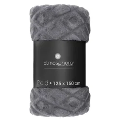 Plaid Losange - flanelle - gris foncé - 125x150 cm - Atmosphera