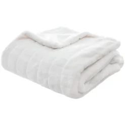 Plaid Manoir fausse fourrure - blanc 120x160 cm - Atmosphera
