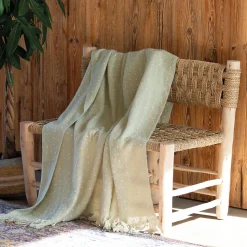 Plaid ou jeté de lit aspect mohair doux (75x190 cm - Vert)