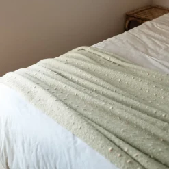 Plaid ou jeté de lit aspect mohair doux (75x190 cm - Vert)