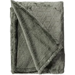 Plaid Polaire à Motif reliefé géométrique, 220x240cm, Gris anthracite, Dylrev