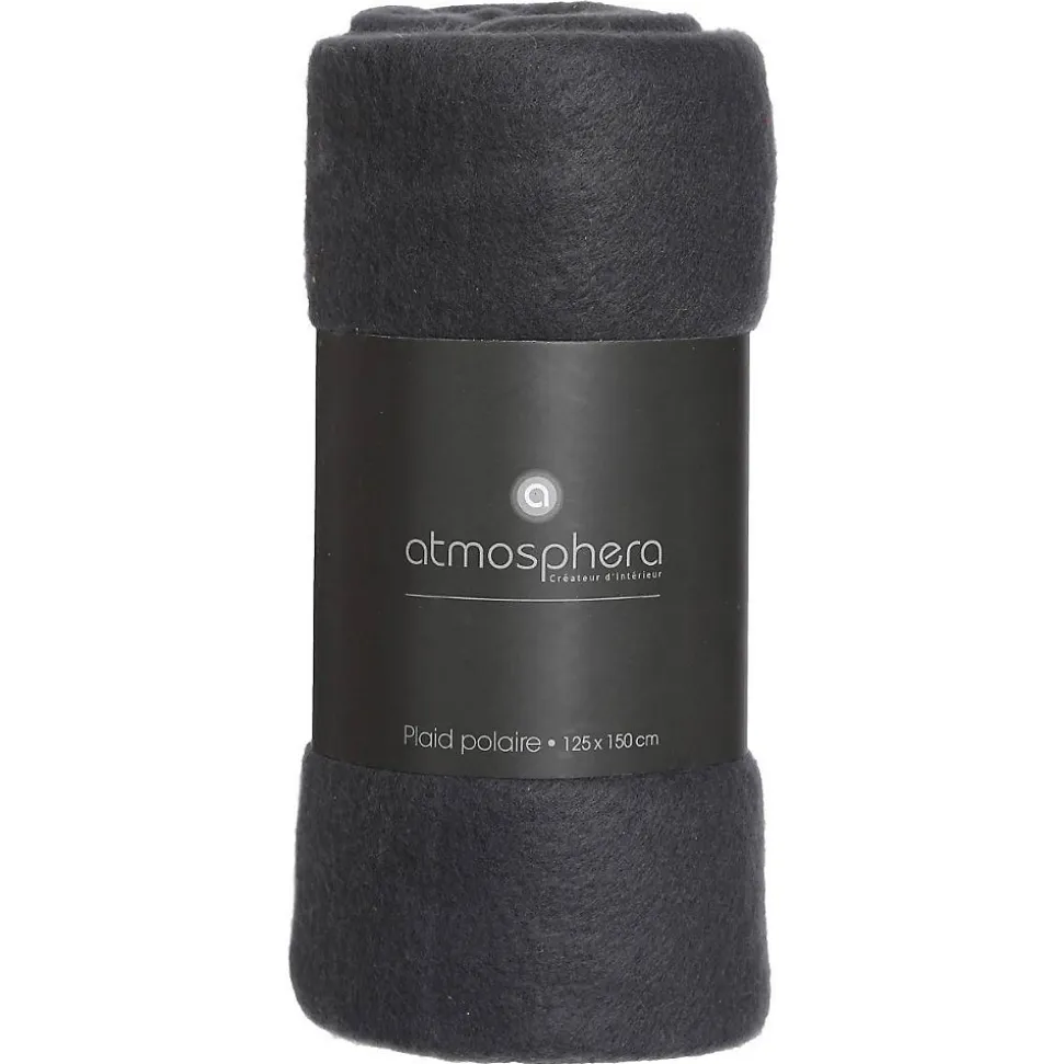 Plaid polaire - polaire - gris foncé - 125x150 cm - Atmosphera