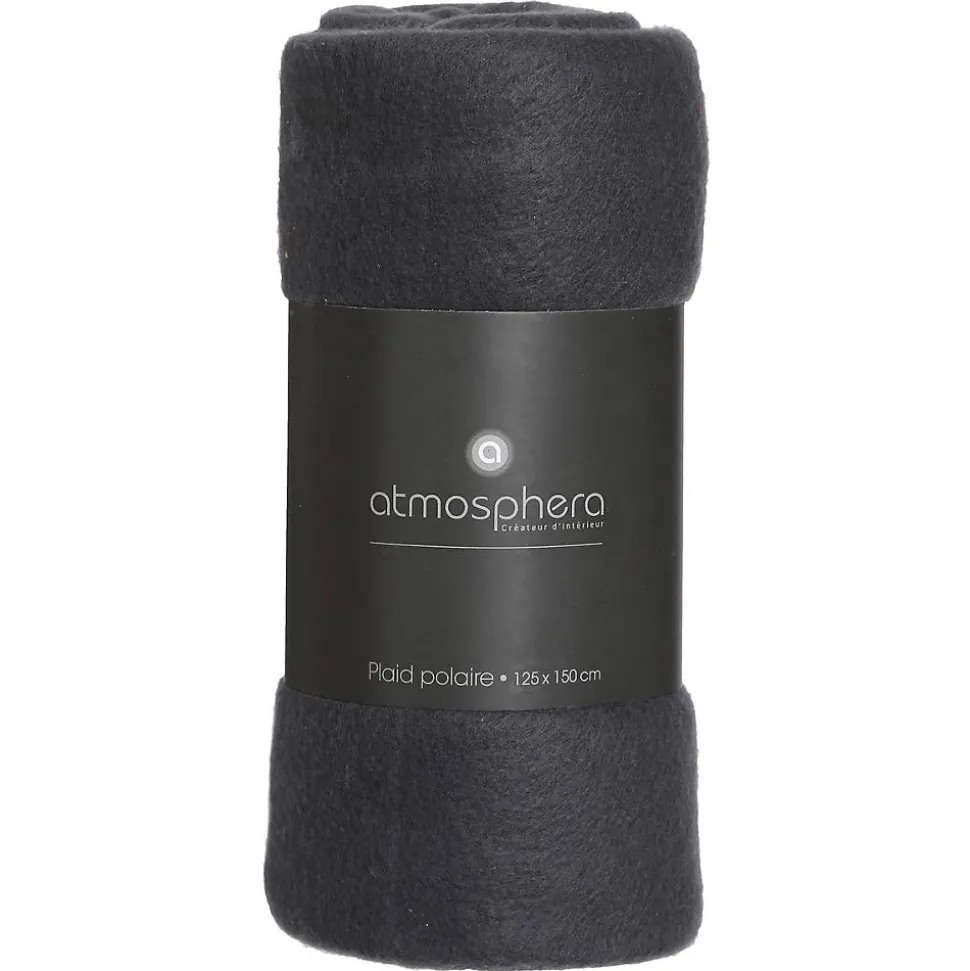 Plaid polaire - polaire - gris foncé - 125x150 cm - Atmosphera