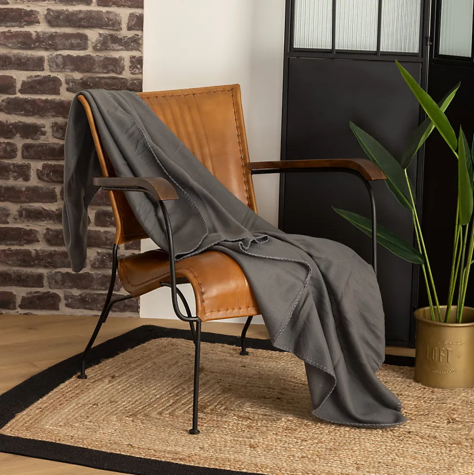Plaid polaire - polaire - gris foncé - 125x150 cm - Atmosphera